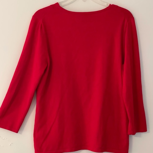 Cable & Guage Red V-neck pullover sweater, M - Picture 4 of 8